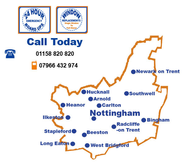 Areas Covered By C&G Emergency Boarding Nottingham